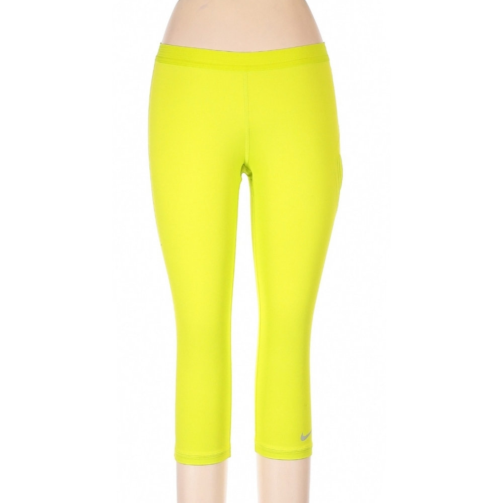 Nike neon yellow green running pants capri dri-fit